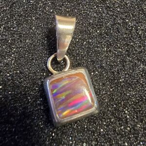 Elegant Silver Pendant with Multicolor Stone
